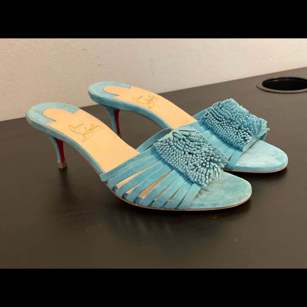 CHRISTIAN LOUBOUTIN BELBROSSA 55 TURQUOISE SUEDE. Brand NEW never worn. - Picture 8 of 13